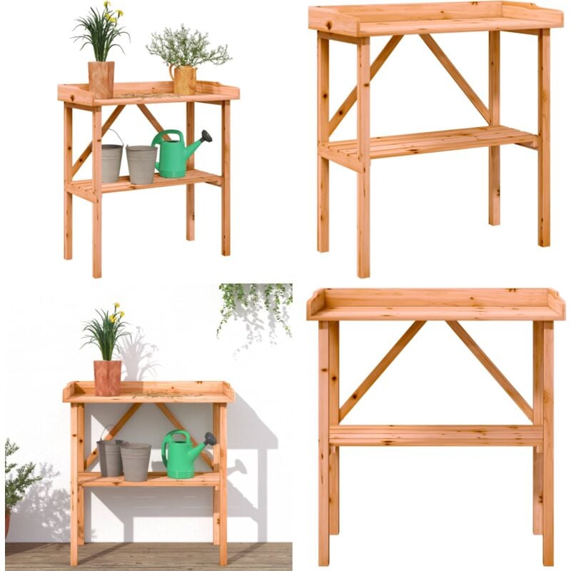 Table à plantes avec étagère marron 78x38x82,5 cm bois de sapin - Table à Plantes - Meuble De Jardin - Support Plante - Jardinerie - Étagère