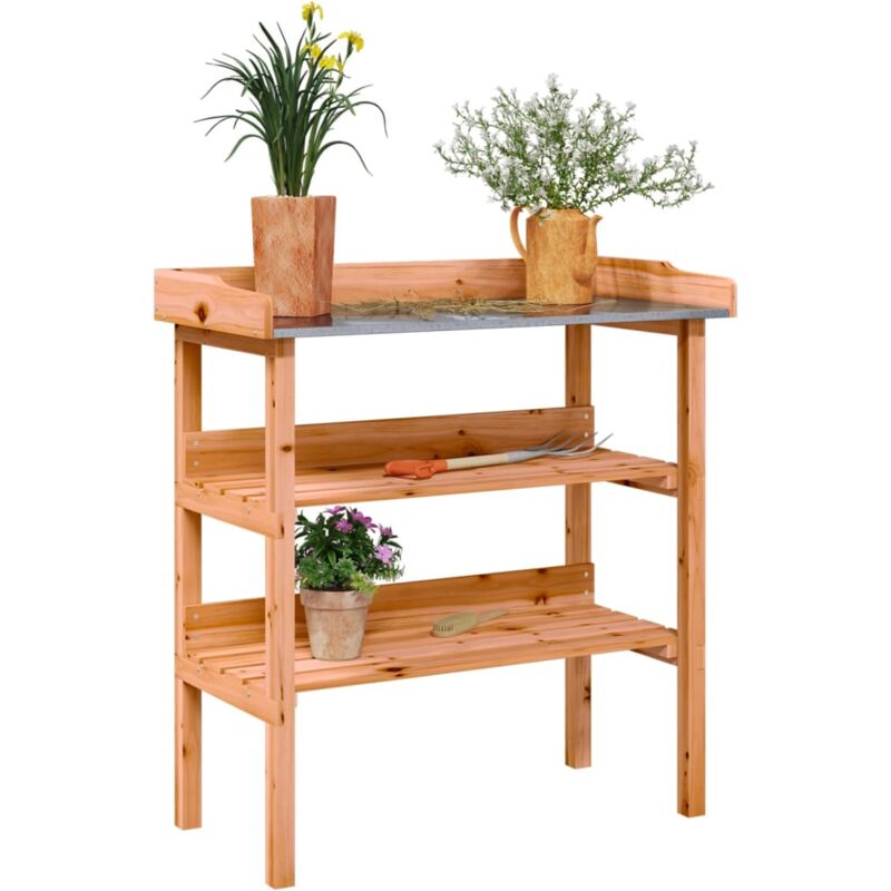 Vidaxl - Table à plantes avec étagères marron 78x38x82,5cm bois de sapin