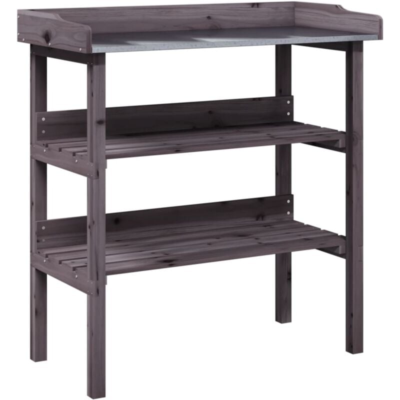 vidaXL Table à plantes avec étagères gris 78x38x82,5 cm bois de sapin