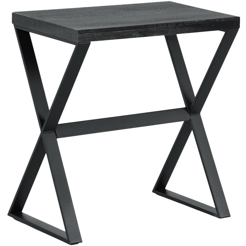 urban meuble - table à point rectangulaire effet bois noir bout de canapé