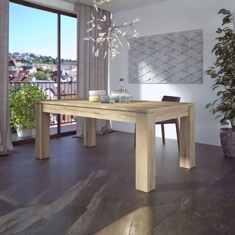 Table à rallonge 1475 avec rallonge centrale coloris chêne 190x90x76H