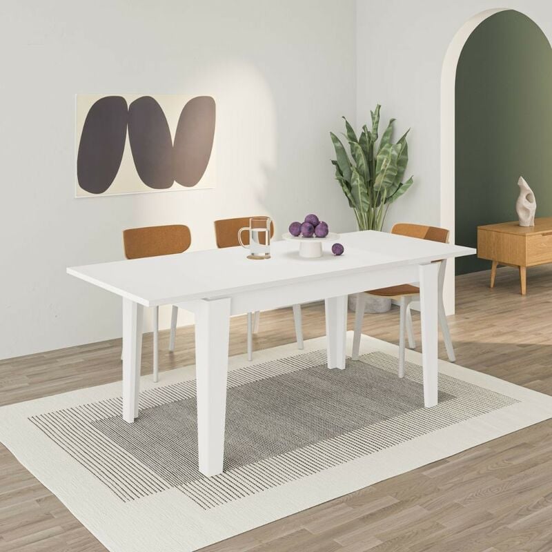 table à rallonge en bois 140x80 cm blanc - tolmen