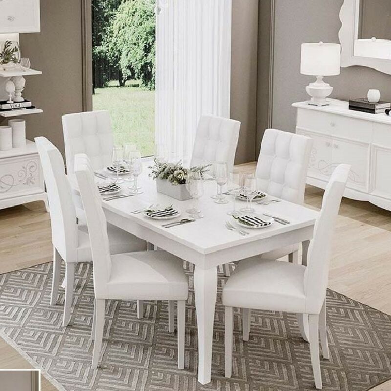 Table à rallonge en bois blanc 160x90 cm - Giselle