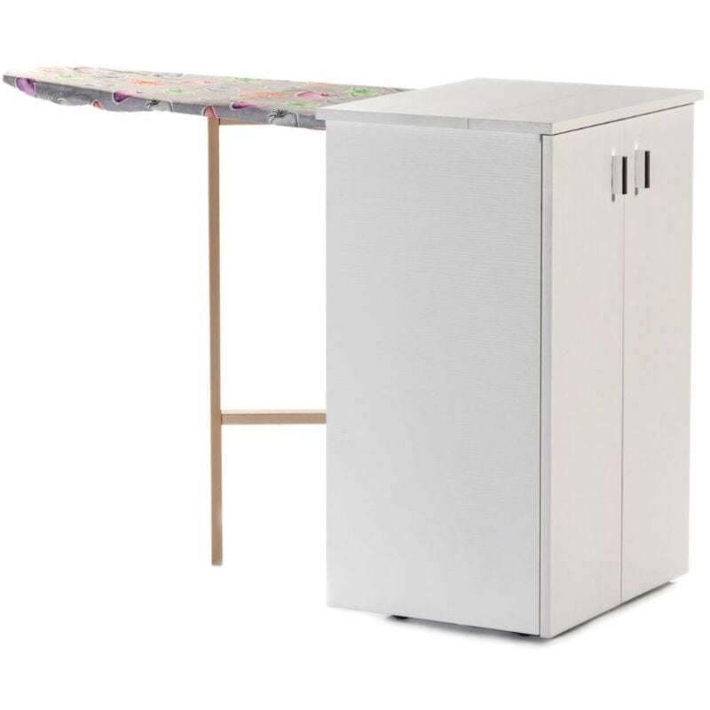 Toscohome - Table à repasser avec portes et roulettes couleur blanc 55x82H cm - Nadia