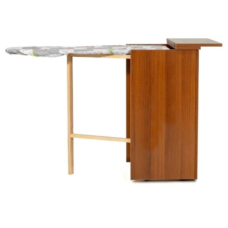 Toscohome - Table à repasser avec portes et roulettes couleur noyer 55x82H cm - Nadia