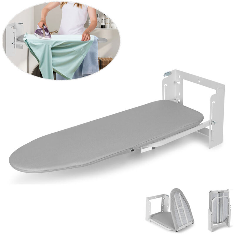 Table à repasser compacte en coton et acier, 92 x 31 cm, table à repasser pliante avec housse murale, 3 hauteurs ajustables, capacité de charge de 15