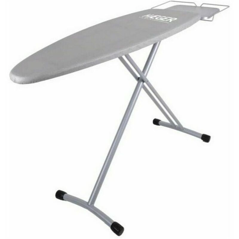 Table à repasser Haeger homestrong pro grey - cadre en filet métallique 12440cm - hauteur réglable 94cm - housse métallisée avec 5mm de mousse
