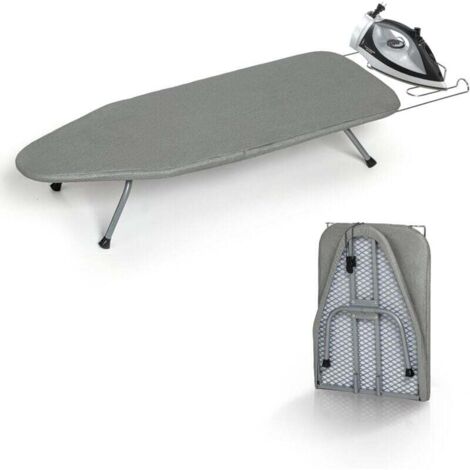 Table à repasser pliante en métal avec support en fer, petite planche à repasser portable avec housse en coton résistant à la chaleur, mini planche à repasser pour petits espaces et voyages, bleu