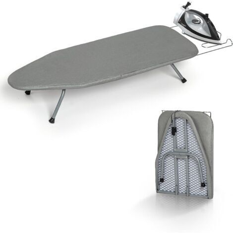 Table à repasser pliante en métal avec support en fer, petite planche à repasser portable avec housse en coton résistant à la chaleur, mini planche à repasser pour petits espaces et voyages, bleu