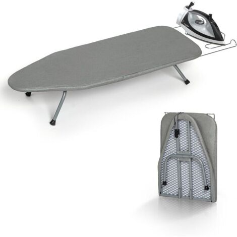 Table à repasser pliante en métal avec support en fer, petite planche à repasser portable avec housse en coton résistant à la chaleur, mini planche à repasser pour petits espaces et voyages, bleu