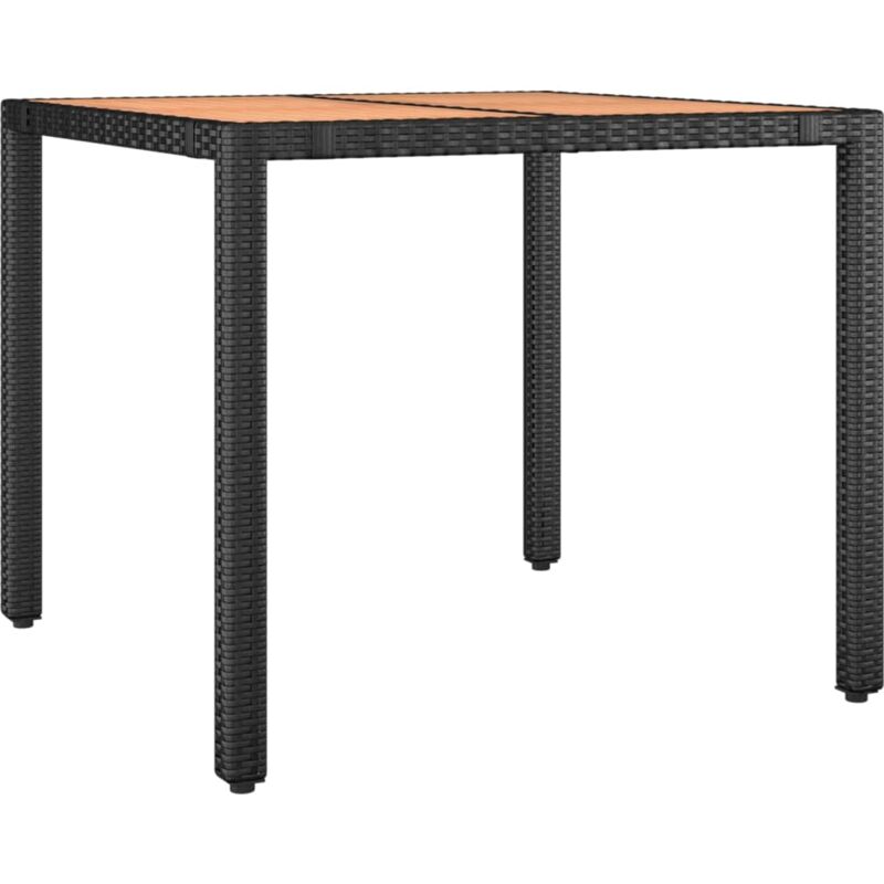 Table de jardin plateau en bois Noir Résine tressée bois massif