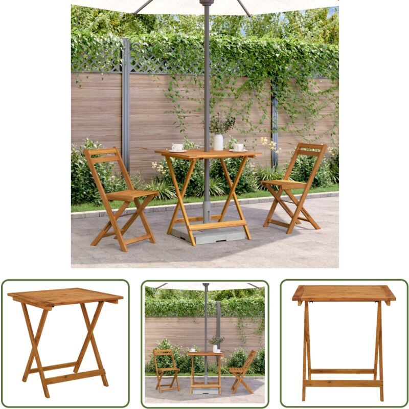 The Living Store Table pliable de jardin 70x70x75 cm Bois d'acacia massif - Table De Jardin - Table Pliante - Acacia Massif - Mobilier De Jardin