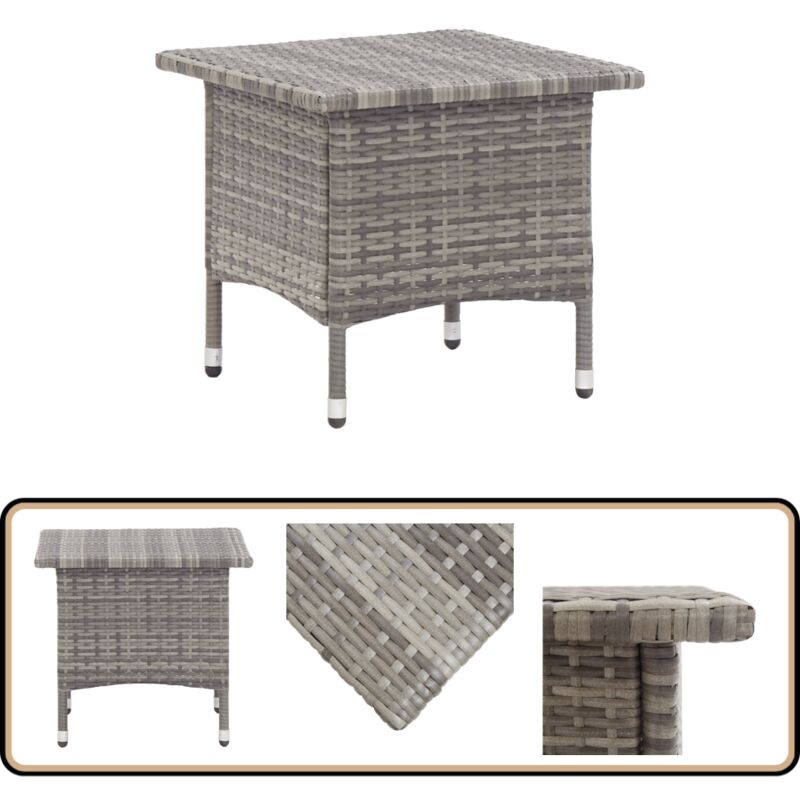 Table à thé Gris 50x50x47 cm Résine tressée - Table De Jardin - Table Extérieure - Table Ronde - Table Résinées Tressée - Mobilier De Jardin