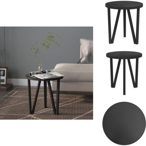 Table à thé Noir Ø35 cm MDF - Table D'appoint - Table Industrielle - Table Ronde - Meuble Design - Table Noire