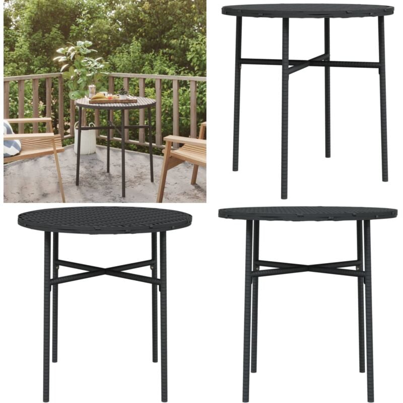 Table à thé Noir 45 cm Résine tressée - Table à Thé - Table D'extérieur - Mobilier De Jardin - Table Ronde - Résine Tressée - Home & Living