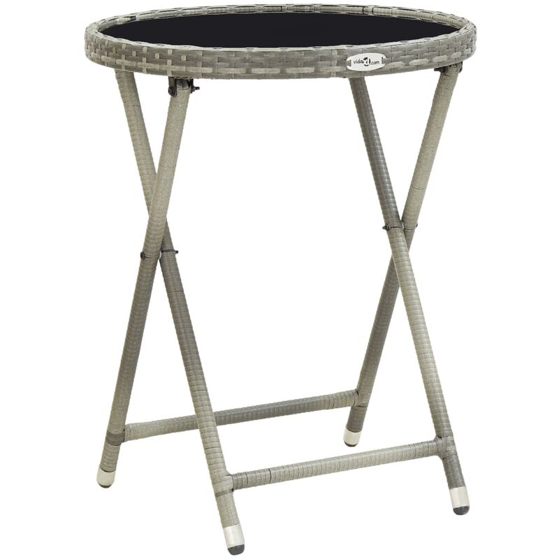 Vidaxl - Table à thé Gris 60 cm Résine tressée et verre trempé