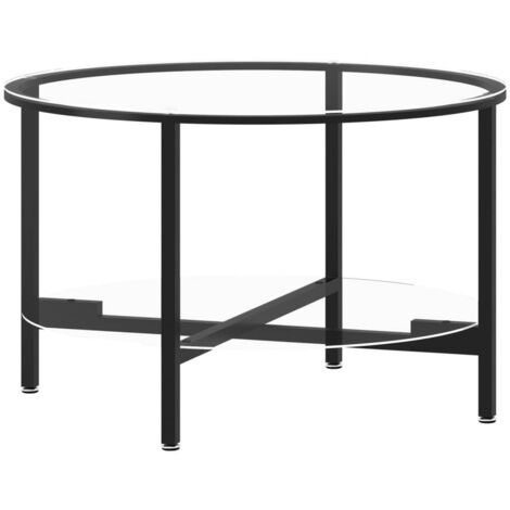 Table à thé Noir et transparent 70 cm Verre trempé CFW572267