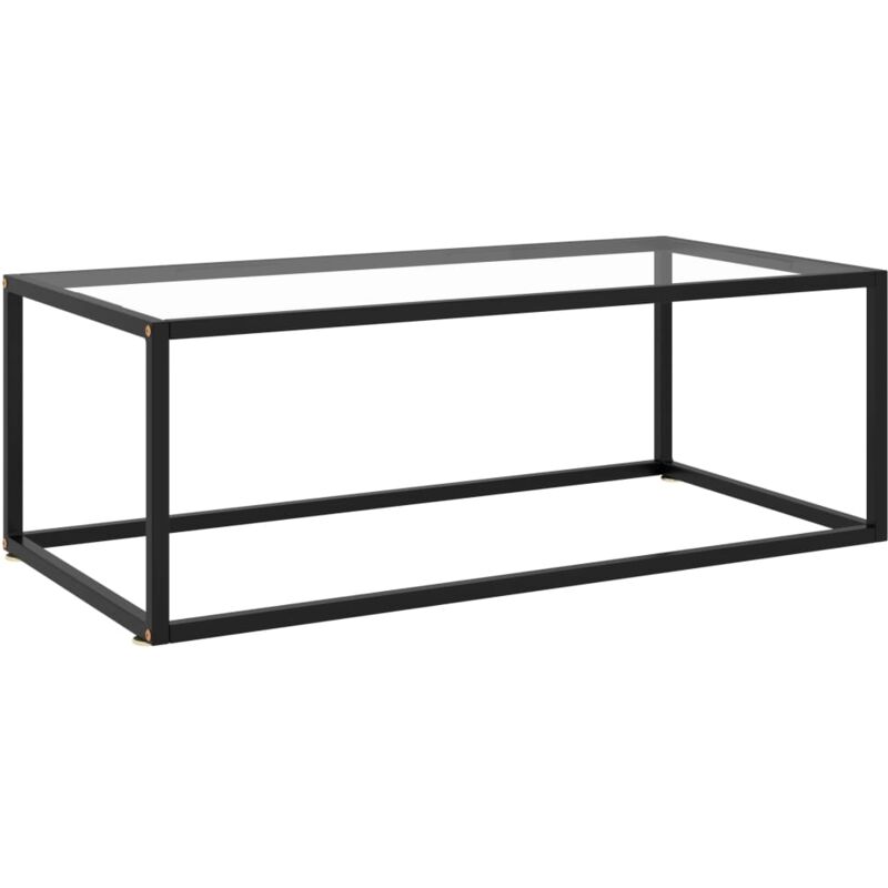 Vidaxl table basse noir avec verre tremp&eacute; 100x50x35 cm