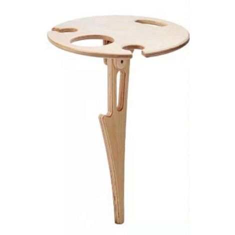 Table à vin pliante portable d'extérieur pour jardin, pelouse ou pique-nique, casier à vin en bois, table ronde