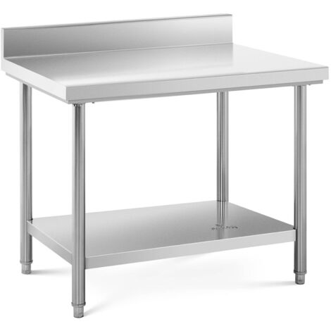 Table Adossée Inox Avec Étagère Professionnelle Plan De Travail 100*70 cm 120 kg
