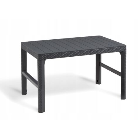 Table Allibert Lyon, graphite, table en polyrotin, table de salon, table en plastique, table de jardin, 116 x 71,5 x 66,5 cm, 233779