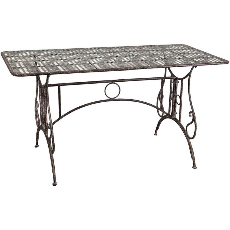 Biscottini - Table ancienne en fer forgé Table basse de jardin rectangulaire Table d'extérieur amovible Salon de jardin 150x77x80 cm