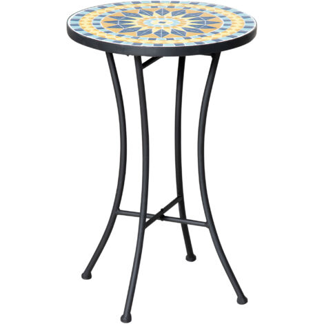 Table appoint jardin métal plateau mosaïque Ф35,5x53,5 cm