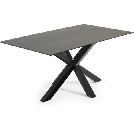 Table Argo 180 cm grès cérame Iron Moss pieds noir