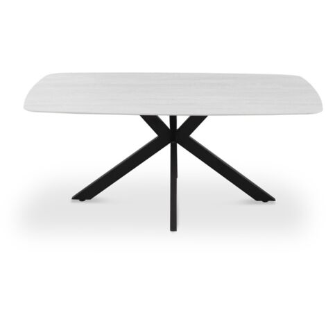 Table ARVENA 180x90 cm – Coloris pierre grise – Table salle à manger design – Plateau effet pierre et métal