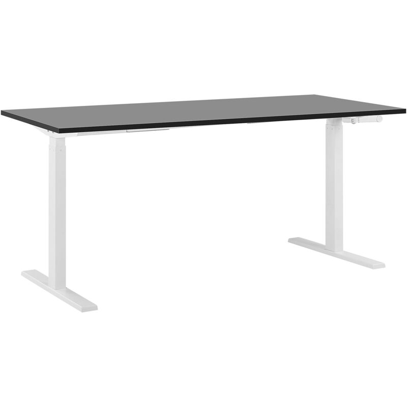 Table de bureau 160 x 72 cm noir et blanc hauteur réglable manuellement DESTIN II