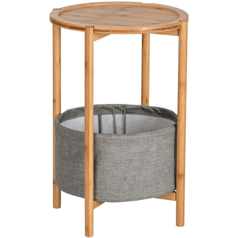 Table auxiliaire BAHARI, bambou, avec panier de rangement, ronde, Wenko