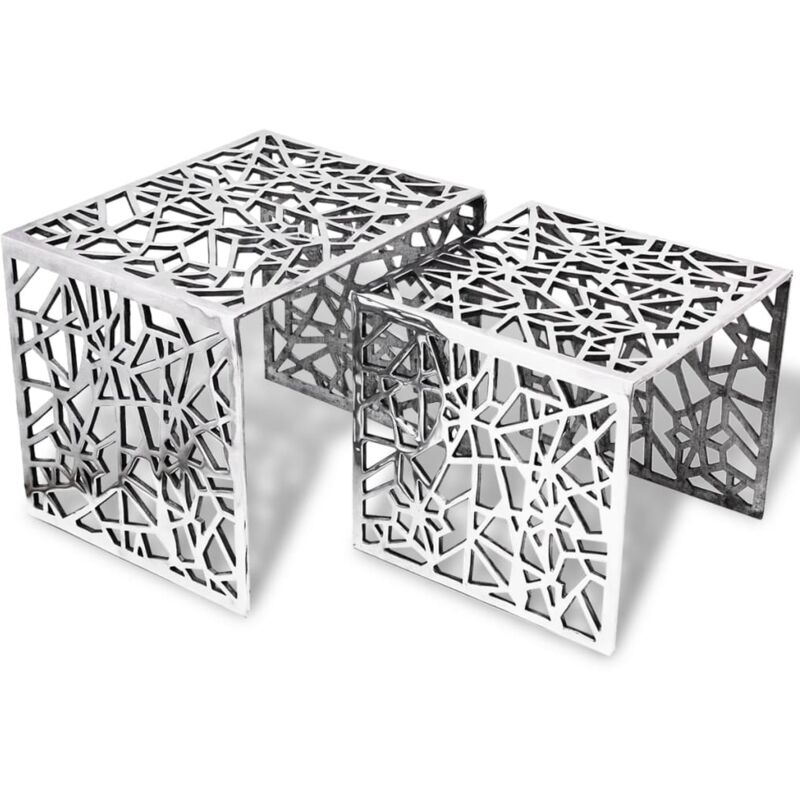 Vidaxl - Table auxiliaire carrée 2 pièces Aluminium Argenté