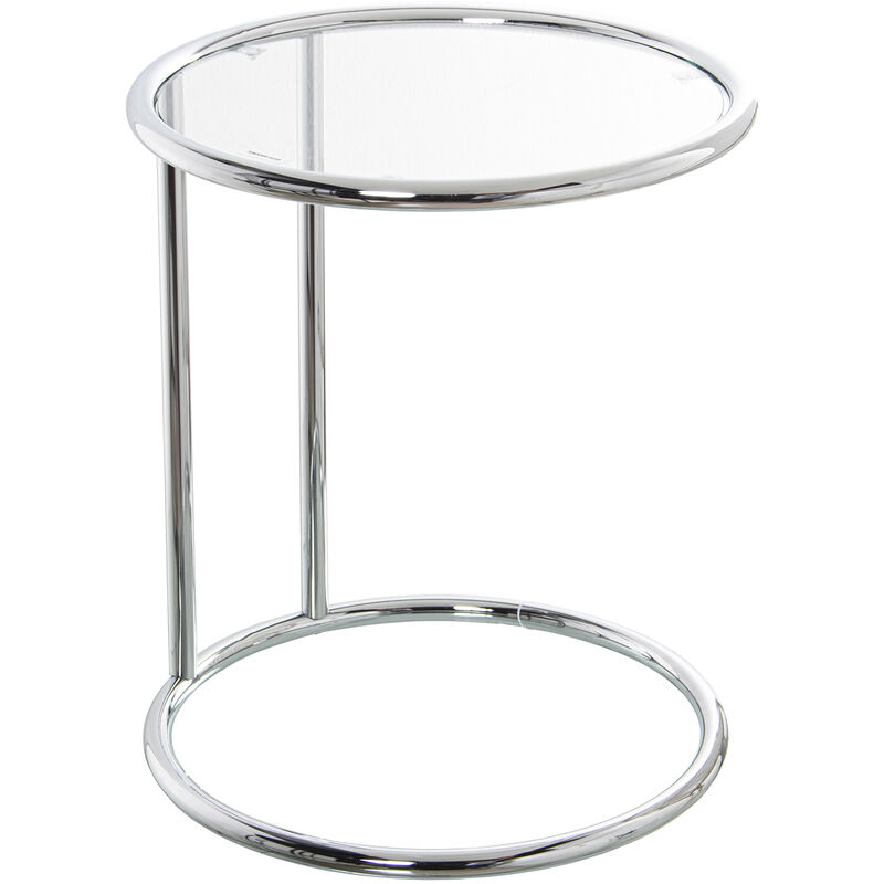 Table d'Appoint en Métal Chromé avec Verre Transparent °45X52 Cm, Verre Templ:5Mm