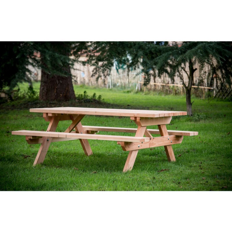 Habrita - Table forestière munich en douglas 190cm 6 personnes Ep. 45mm - SJ-TFD7