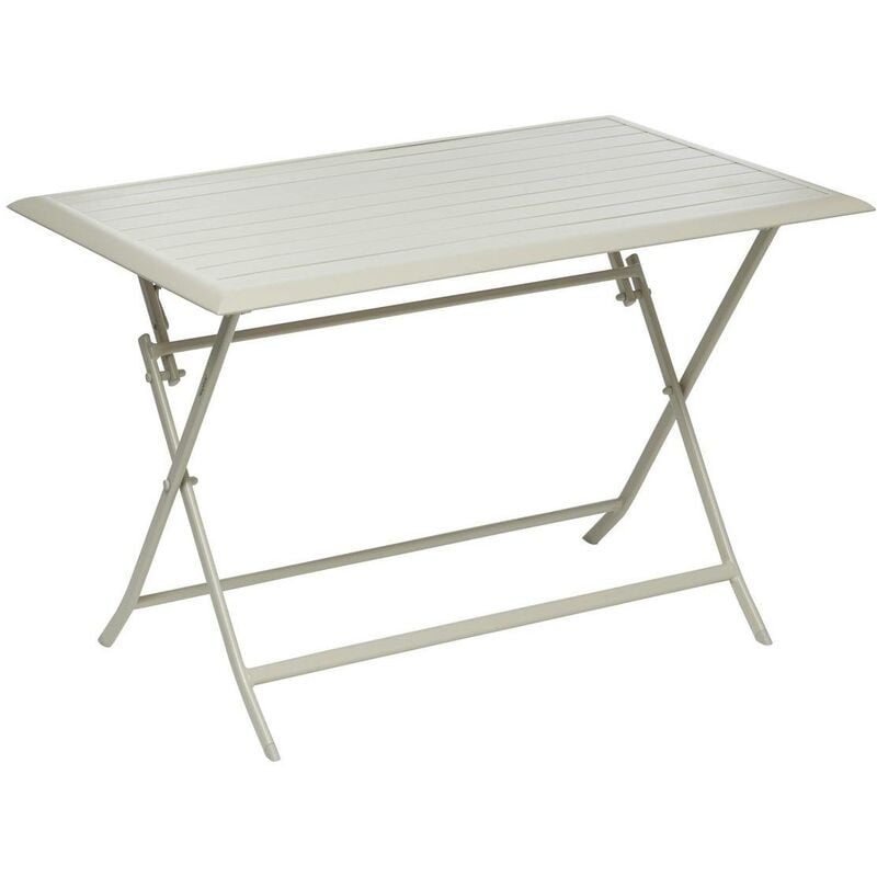 Table de jardin pliante carrée Azua argile 4 places en aluminium traité en epoxy - Hespéride - Argile