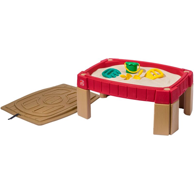 Naturally Playful Table à Sable | Table d'activité Sable Enfant / pour Enfants en Plastique avec Couvercle | 41.7x91.4x66 cm - Rouge - Step2