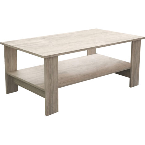 Table bafée de salon en bois en dessous bilaniné avec 2 porte-objets Mike BurlyWood