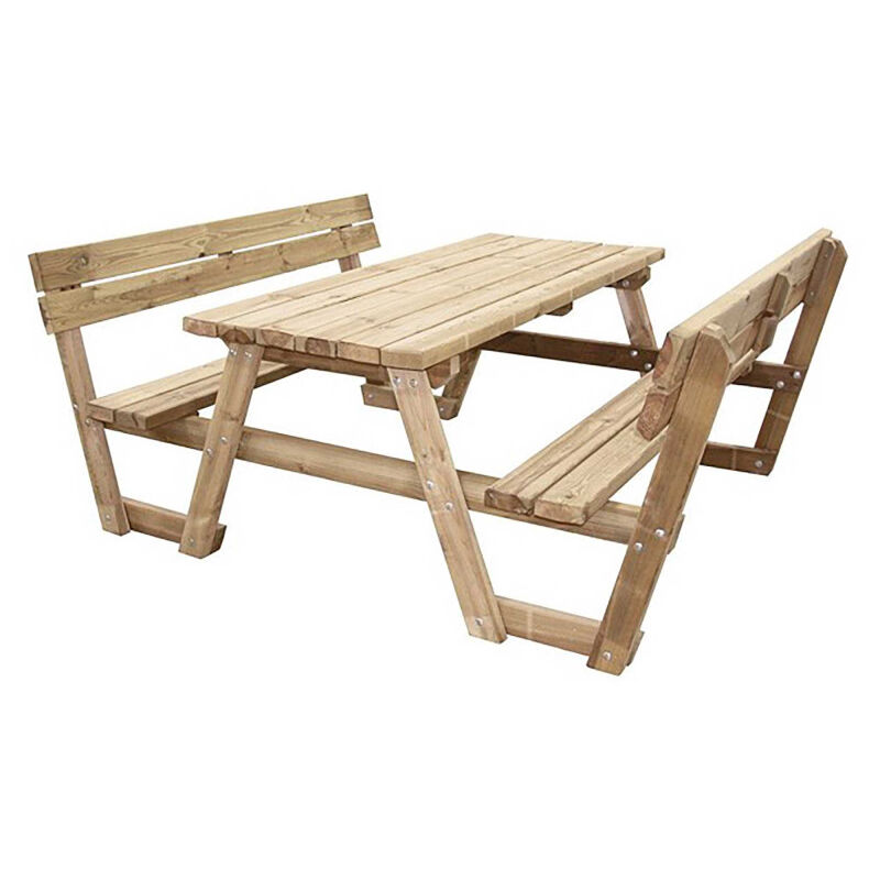 Table de pique-nique en bois avec dossiers intégrés - Beige