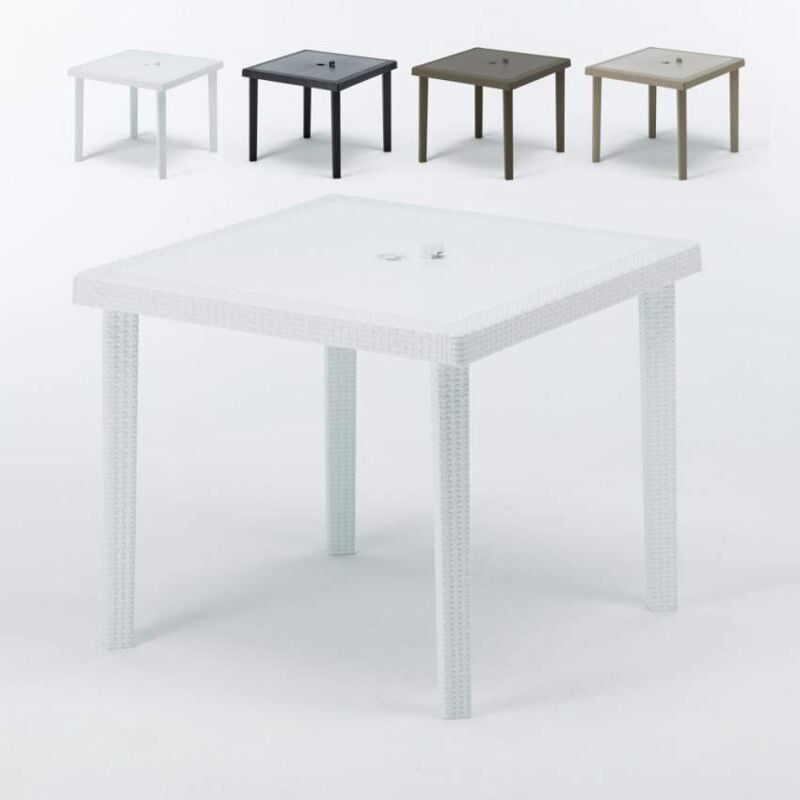 Table bar café Poly rotin 90x90 Grand Soleil BOHÊME | Blanc