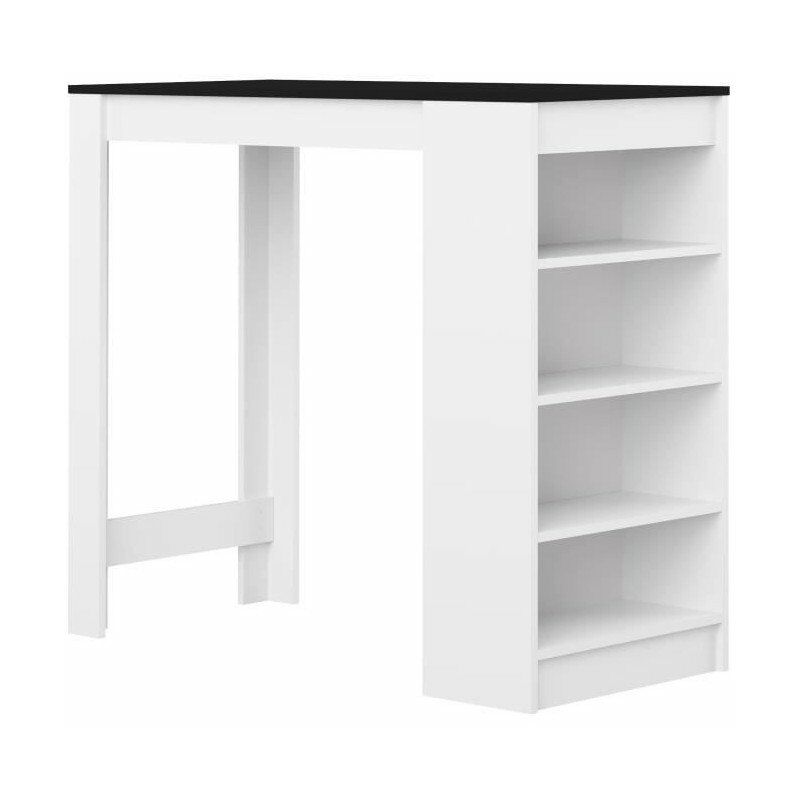 Table bar de 4 a 6 personnes style <strong>contemporain</strong> blanc et noir mat - l 115 x l 50 cm
