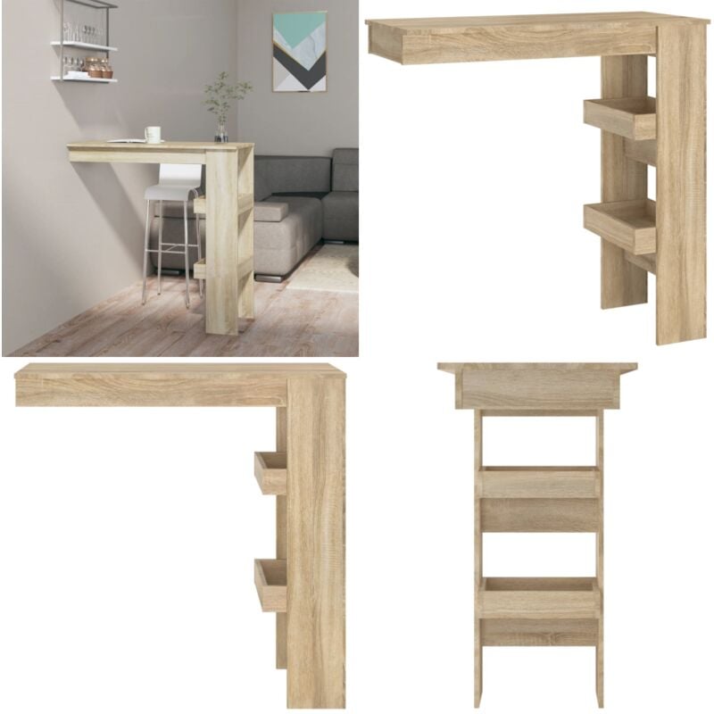 Vidaxl - Table bar murale Chêne Sonoma 102x45x103,5 cm Bois d'ingénierie - Table Bar Murale - Table De Bar - Meuble De Salon - Table Design - Table