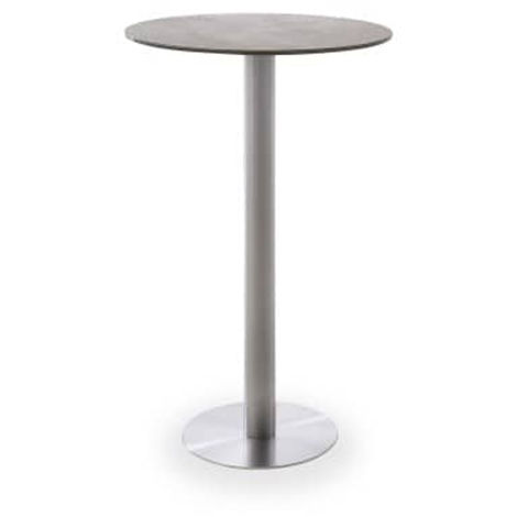 Table bar ronde avec plateau céramique moka avec piètement acier brossé - L65 x H105 x P65 cm -PEGANE-