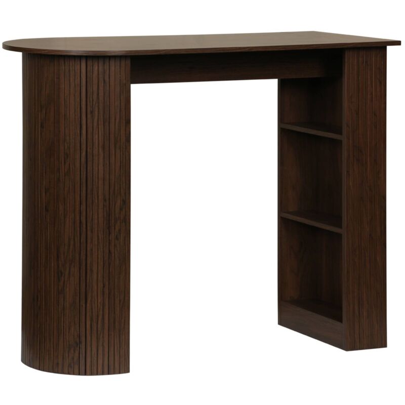 Table bar. table haute de cuisine table d'appoint décor bois avec rangements. 3 étagères. 120 x 55 x 100 cm
