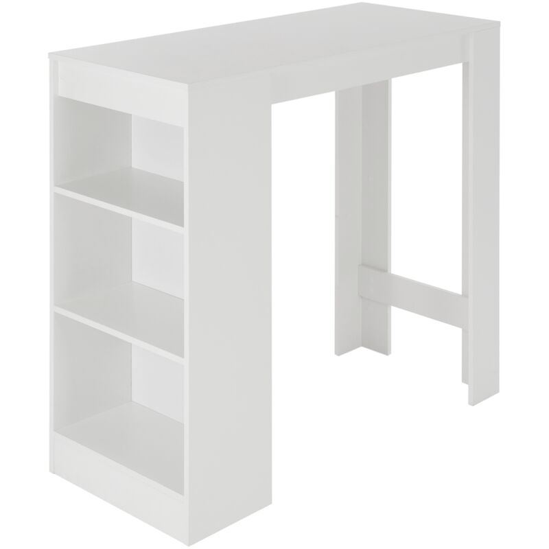 Ml-design - Table de Bar avec 3 Étagères, 110x50x103 cm, Blanc, en Panneau de Particules Mélaminé, Moderne, Table de Bar Bistro, Comptoir de Cuisine