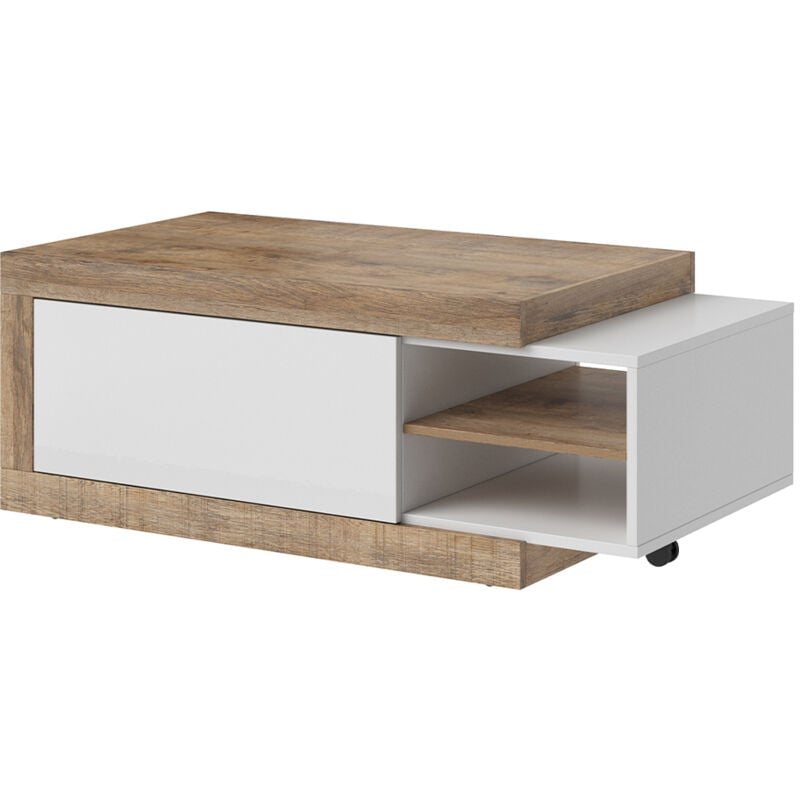 Petits-meubles - Table basse 1 porte Azior Blanc et Bois