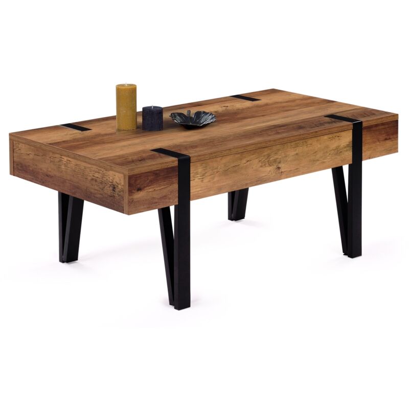 Table basse rectangulaire 1 tiroir austria bois pied épingle
