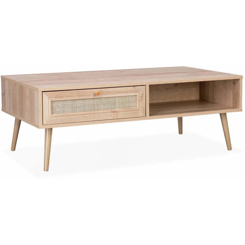 M&s - Table Basse Avec 1 Tiroir Bali Beige Atmosphera