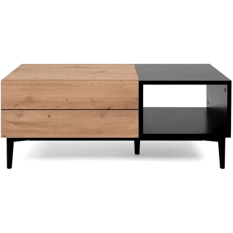 Finori - Table basse Nola 55A Chêne artisanal et noir