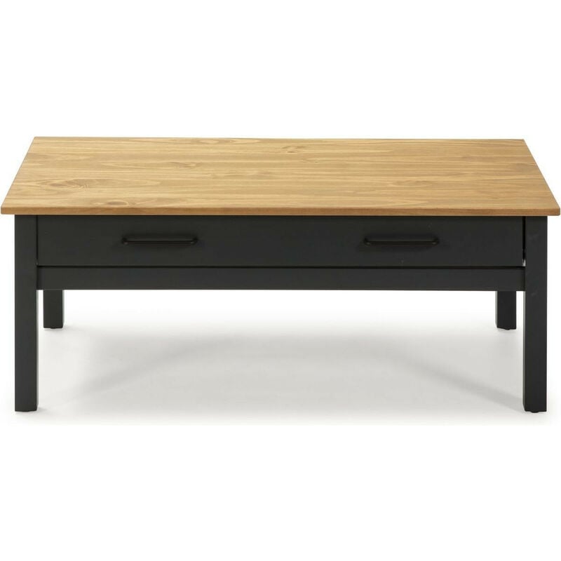 Table basse 1 tiroir en pin massif / bleu 100 cm - Ida