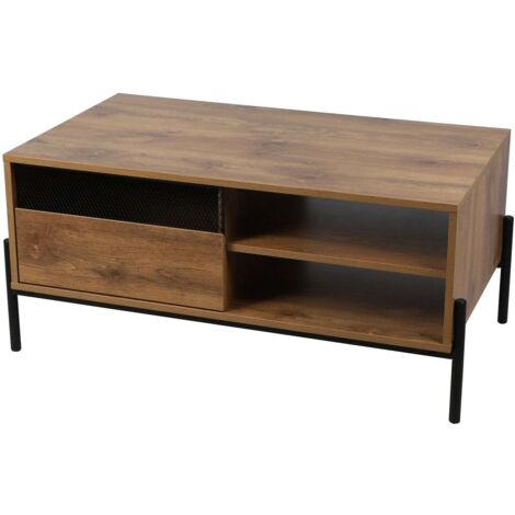 Table basse 1 tiroir et 2 niches de rangement HELIO
